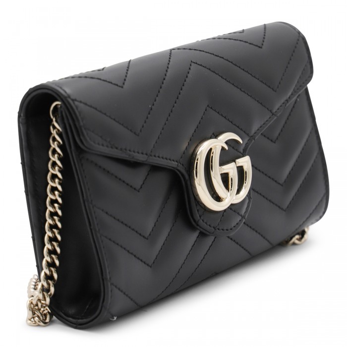 BLACK LEATHER GG MARMONT... 2