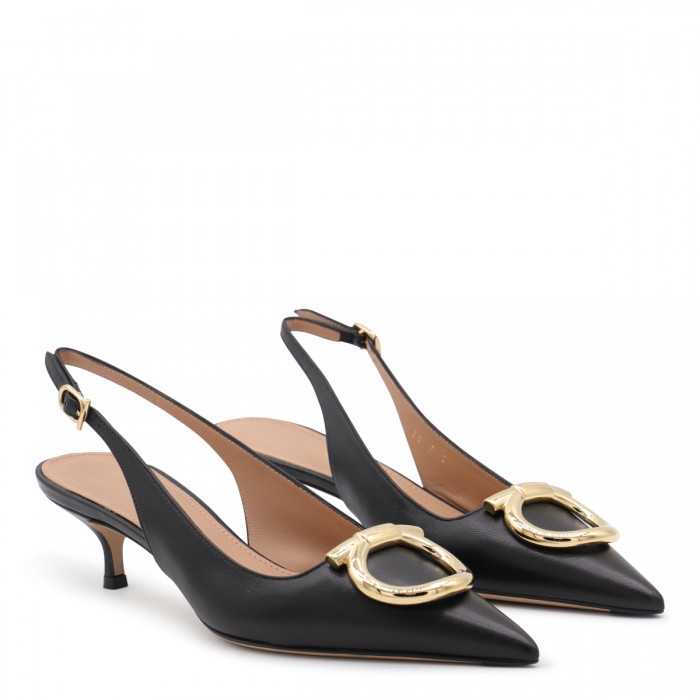 BLACK LEATHER SARA 40 PUMPS 2