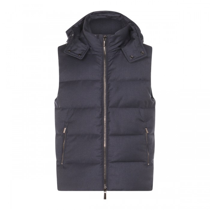 BLUE WOOL DOWN JACKET