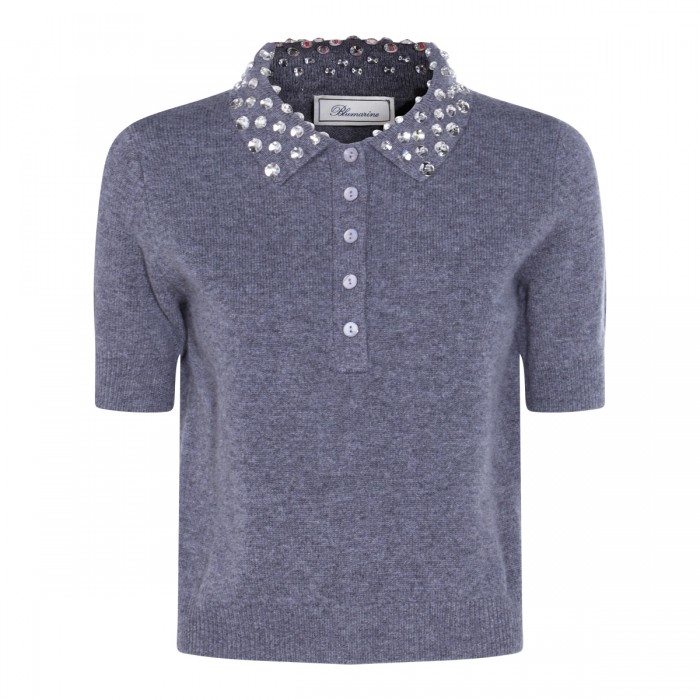 GREY WOOL POLO SHIRT