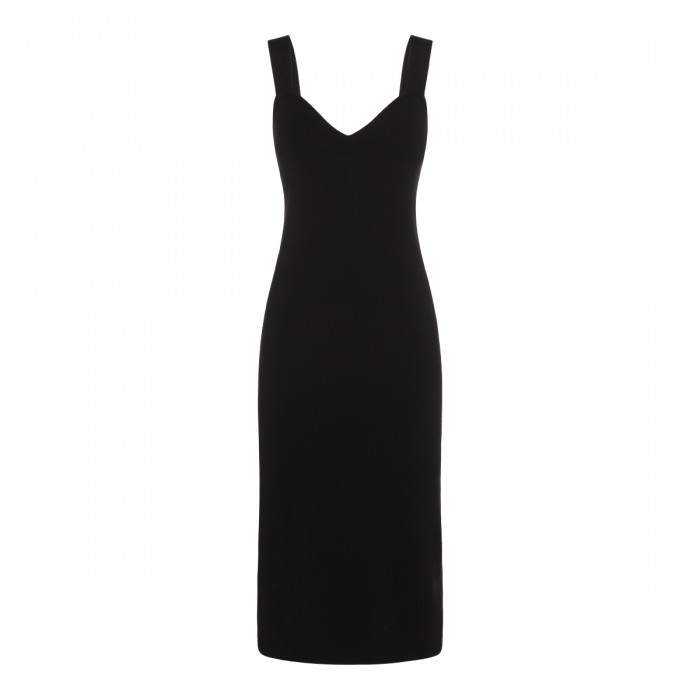 BLACK VISCOSE MIDI DRESS
