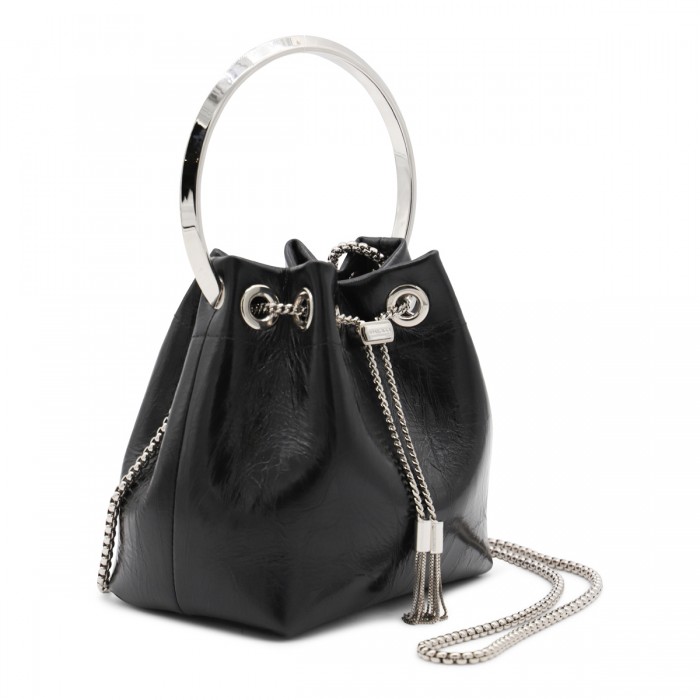 BLACK LEATHER TOP HANDLE BAG 2