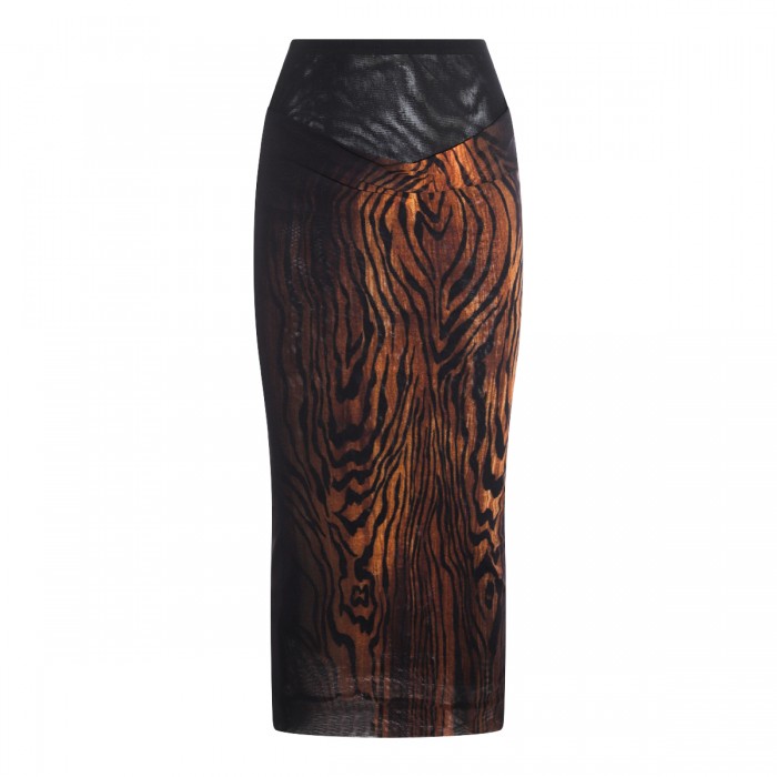 BLACK AND RED MIDI SKIRT