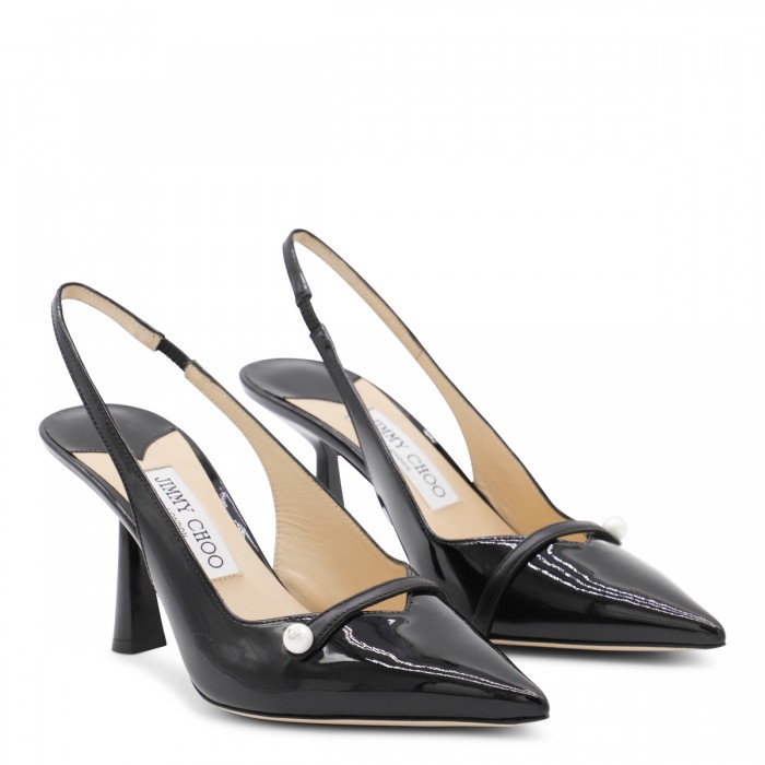 BLACK LEATHER AMITA PUMPS 2