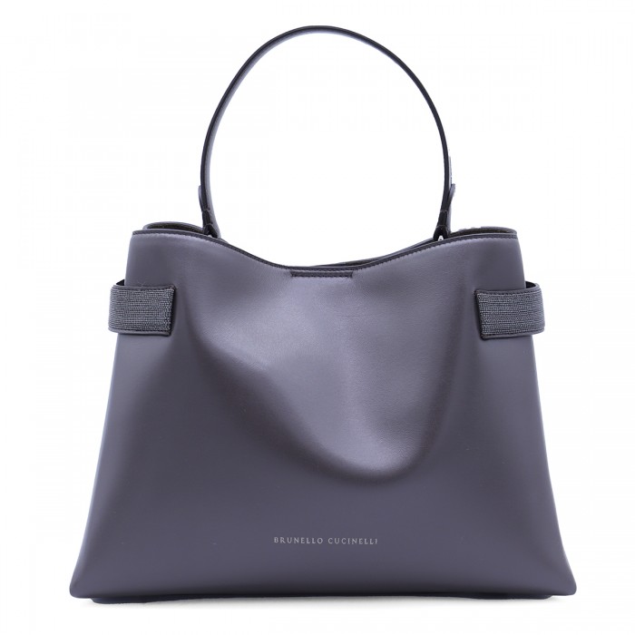 BLACK LEATHER TOP HANDLE BAG