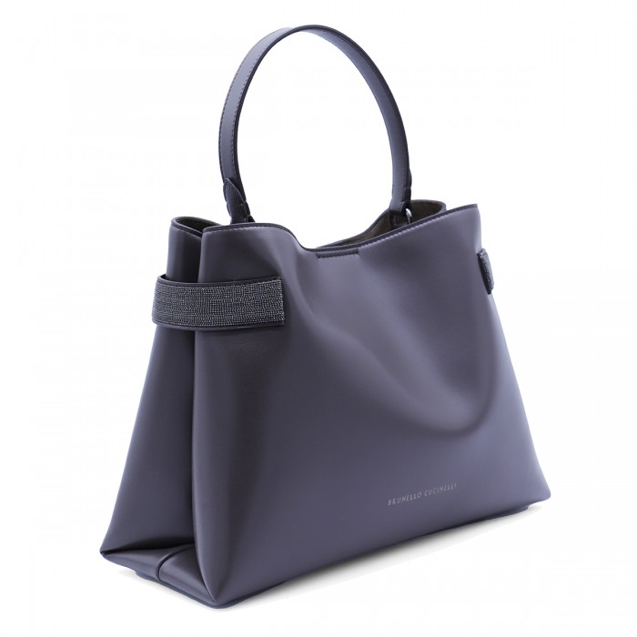 BLACK LEATHER TOP HANDLE BAG 2