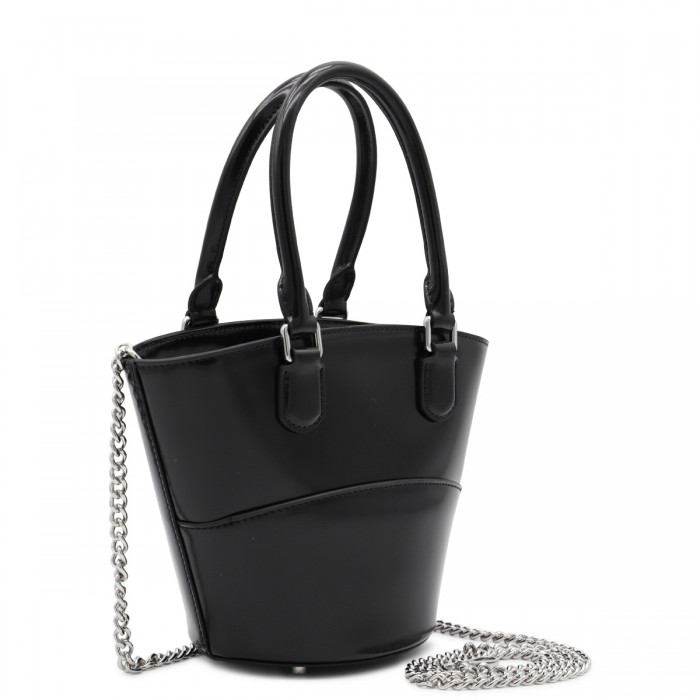 BLACK LEATHER TOP HANDLE BAG 2
