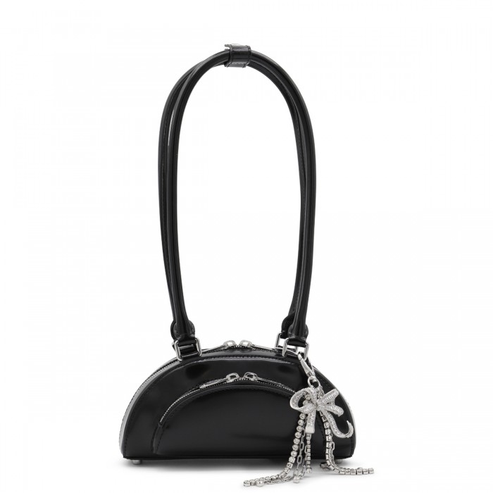 BLACK LEATHER TOP HANDLE BAG