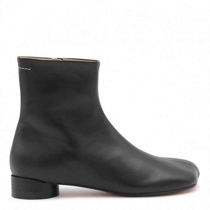 BLACK LEATHER ANKLE BOOTS