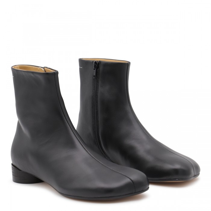 BLACK LEATHER ANKLE BOOTS 2