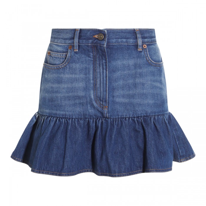 BLUE DENIM COTTON SKIRT