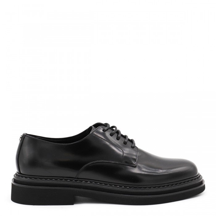 BLACK LEATHER LACE UP SHOES