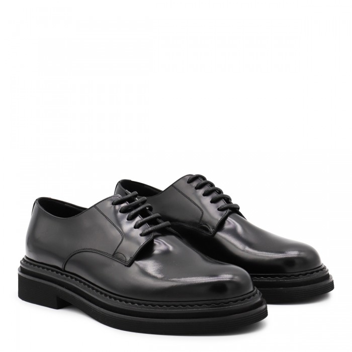 BLACK LEATHER LACE UP SHOES 2