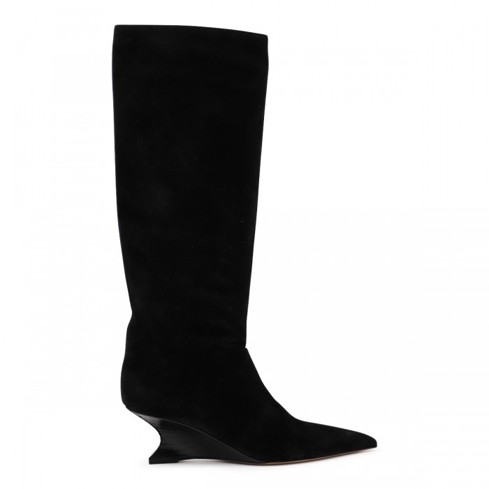 BLACK LEATHER NINA BOOTS