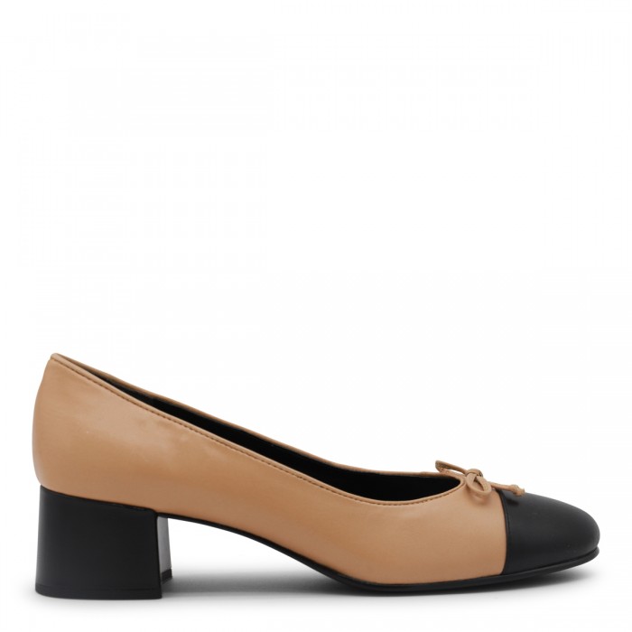 BEIGE AND BLACK LEATHER PUMPS
