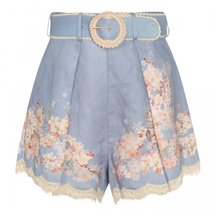 LIGHT BLUE LINEN SHORTS