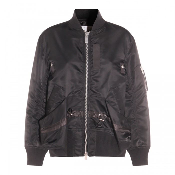 BLACK NYLON CASUAL JACKET