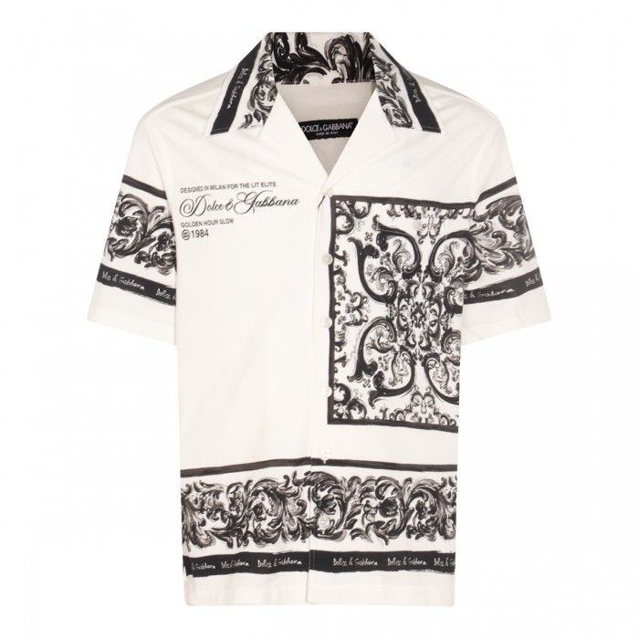 WHITE AND BLACK COTTON SHIRT