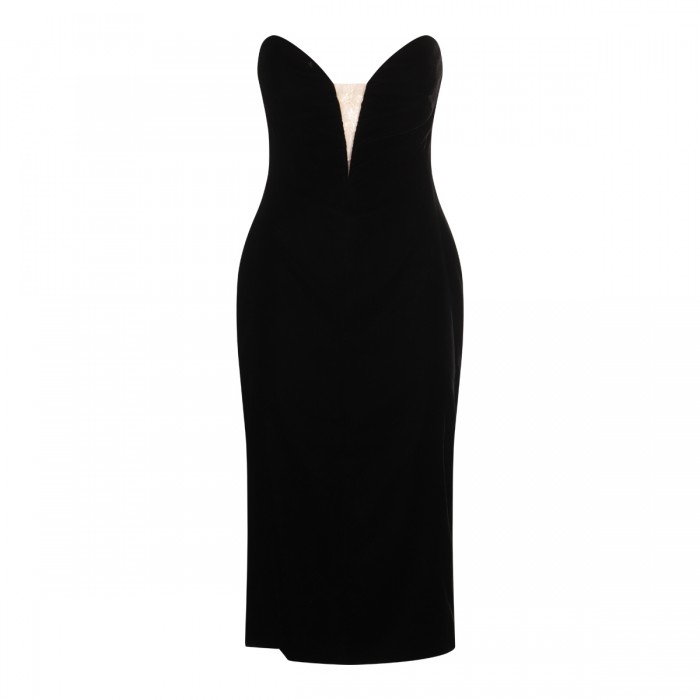 BLACK VISCOSE MIDI DRESS
