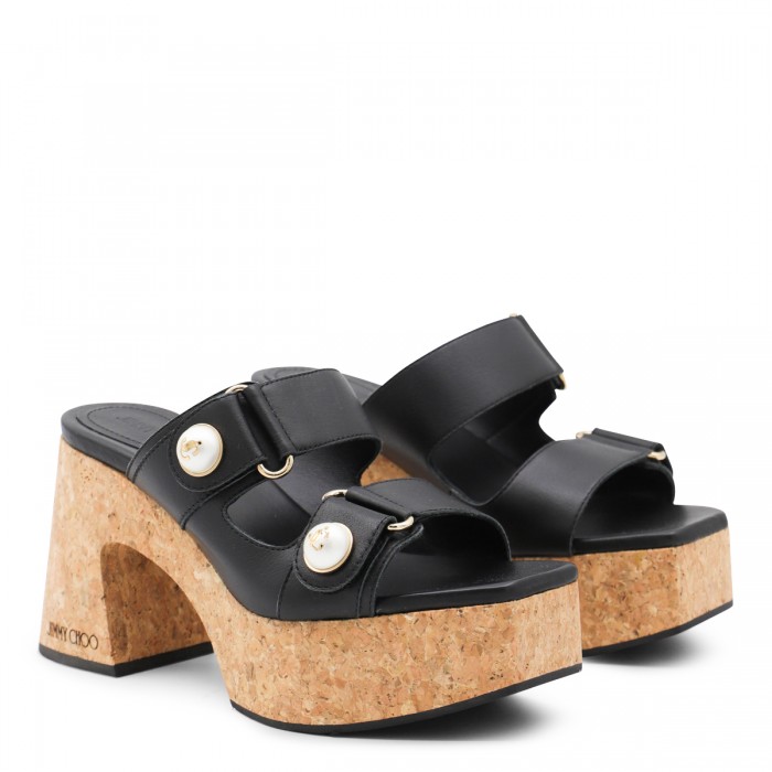BLACK LEATHER SANDALS 2