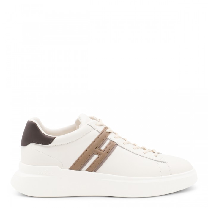 WHITE AND BEIGE LEATHER...
