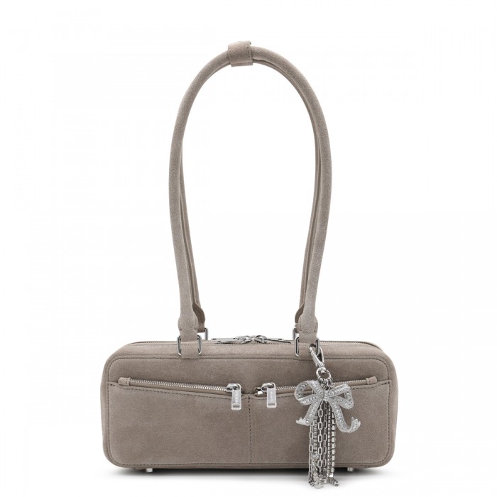 GREY LEATHER TOP HANDLE BAG