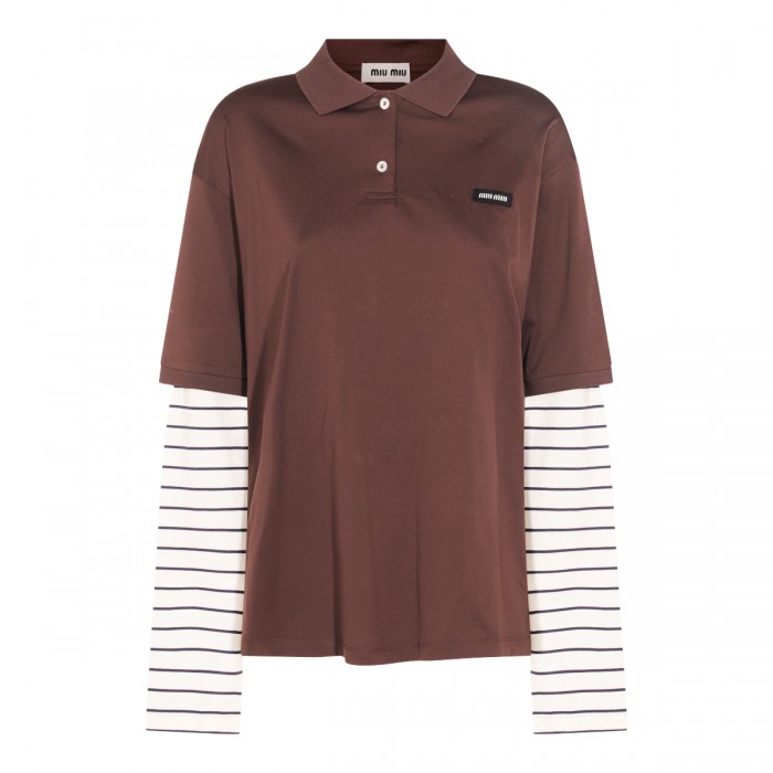 BROWN COTTON POLO SHIRT