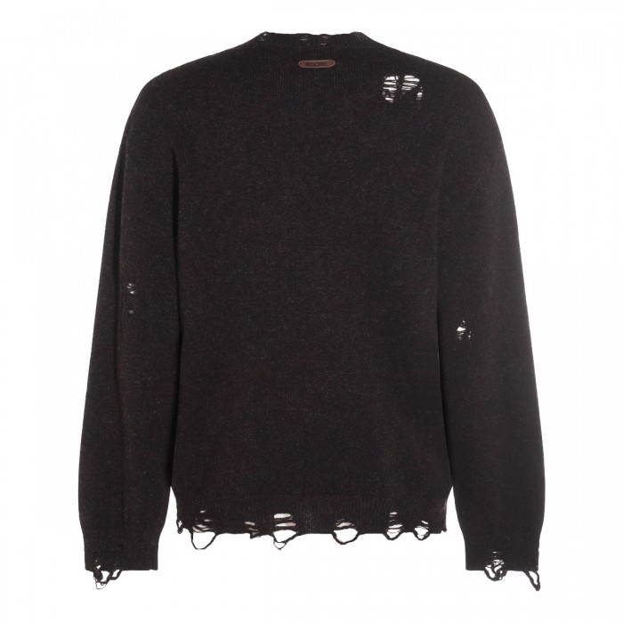 DARK BROWN WOOL KNITWEAR 2