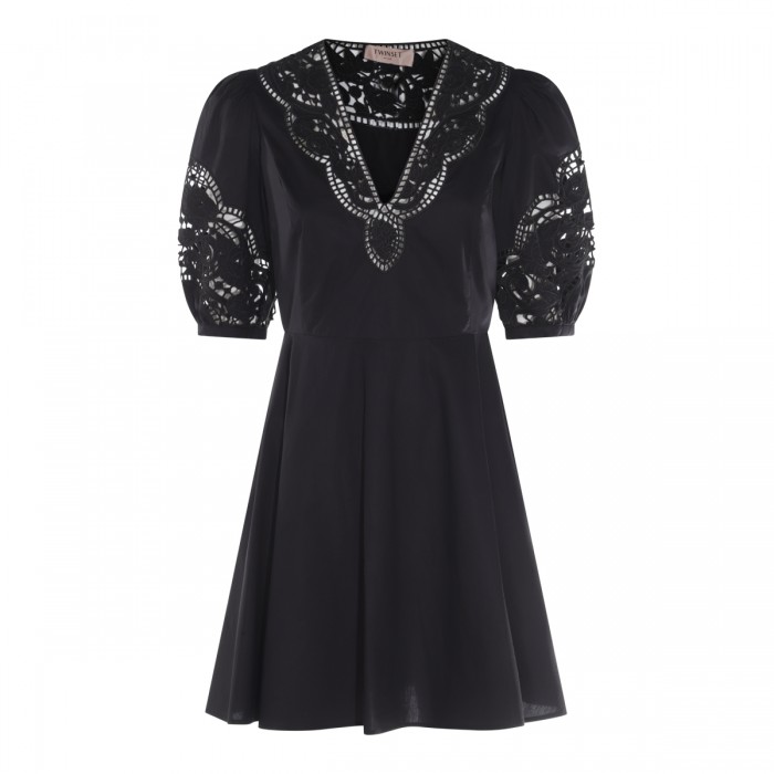 BLACK COTTON MINI DRESS