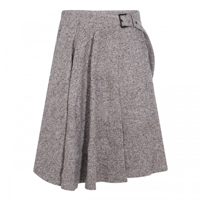 GREY WOOL MIDI SKIRT