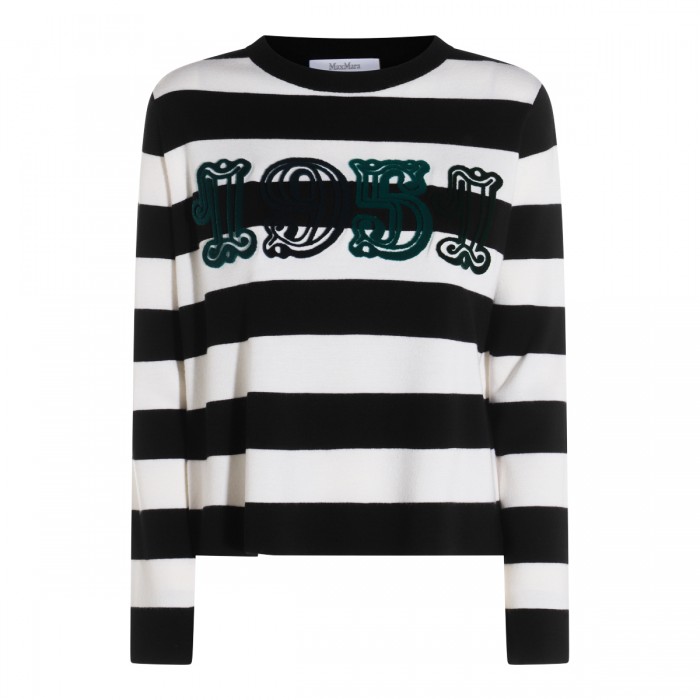 WHITE AND BLACK WOOL KNITWEARR
