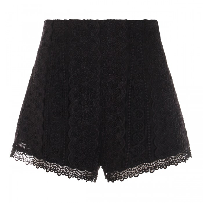 BLACK COTTON BLEND SHORTS