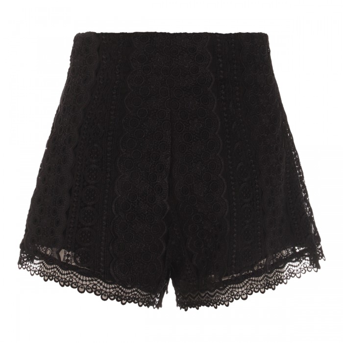 BLACK COTTON BLEND SHORTS 2