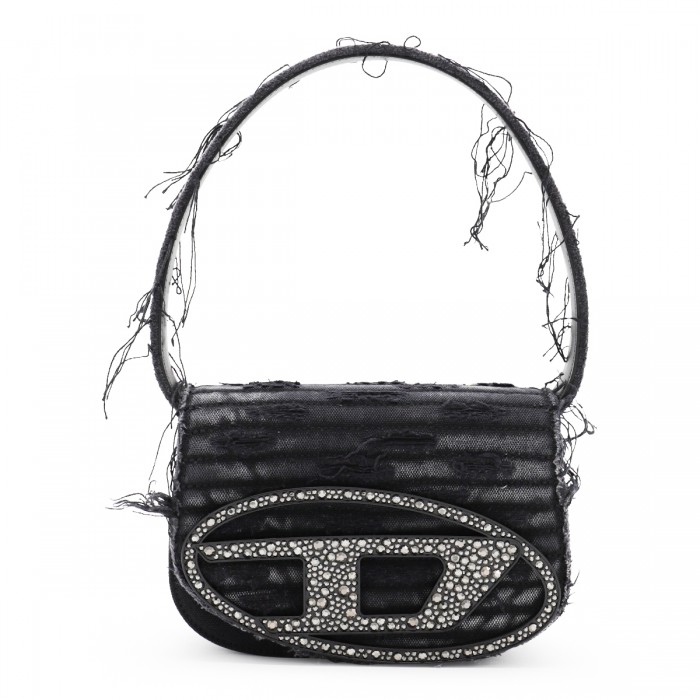 BLACK LEATHER D SHOULDER BAG