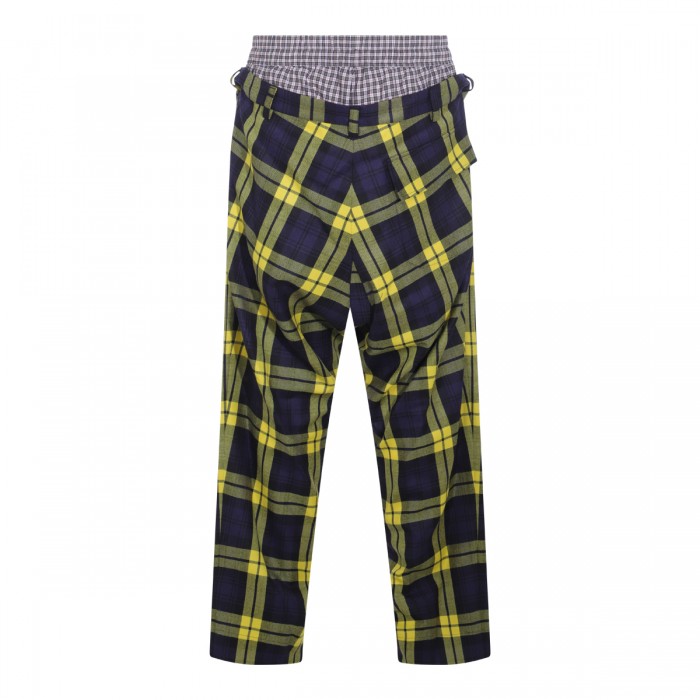 NAVY AND YELLOW WOOL PANTS 2