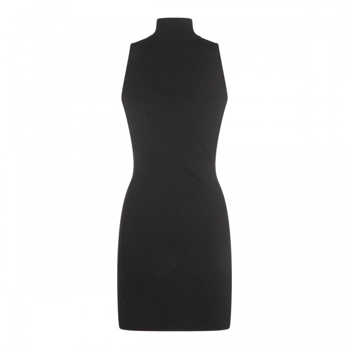 BLACK VISCOSE MINI DRESS 2