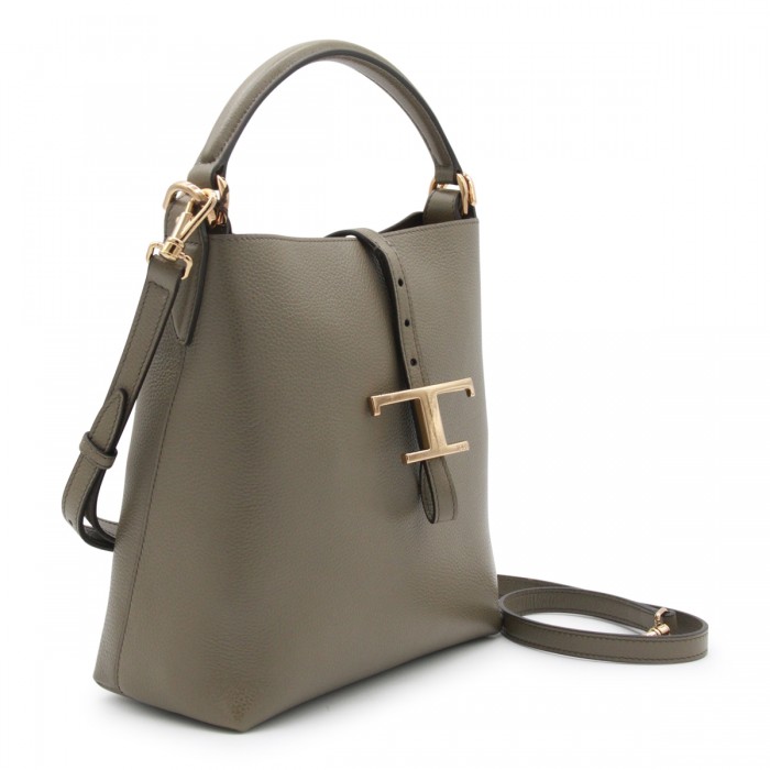 GREY LEATHER TOP HANDLE BAG 2