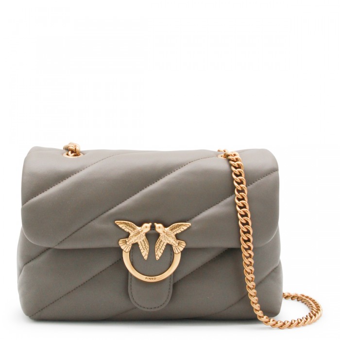 GREY LEATHER SHOULDER BAG