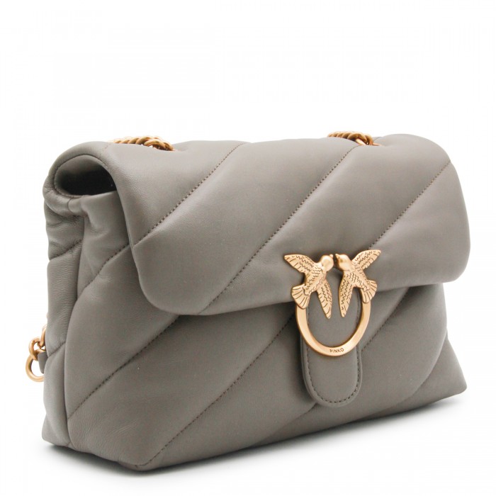 GREY LEATHER SHOULDER BAG 2