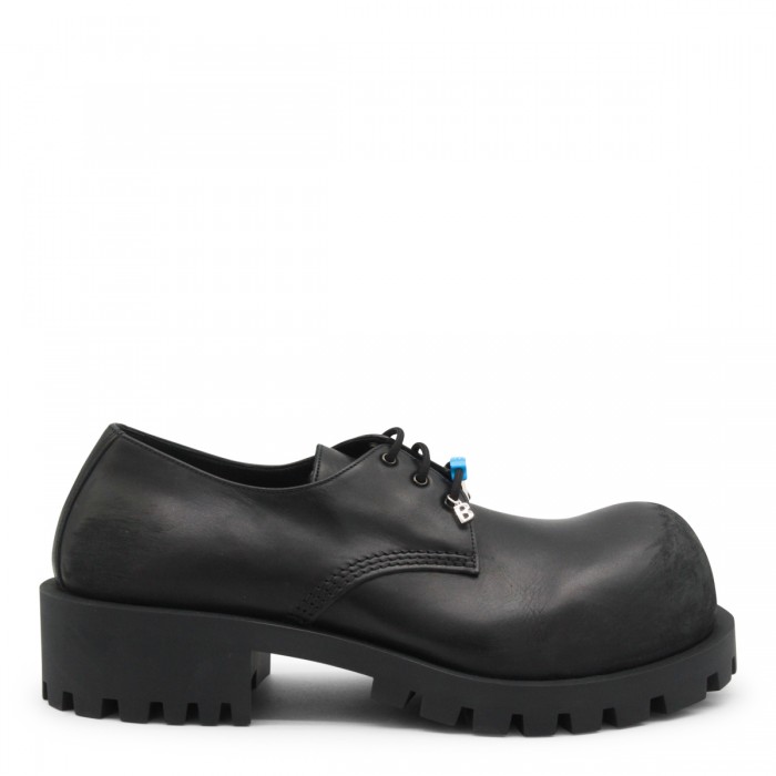 BLACK LEATHER LACE UP SHOES