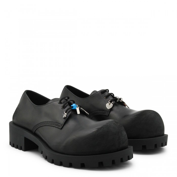 BLACK LEATHER LACE UP SHOES 2