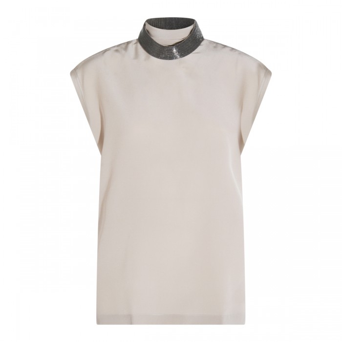 BEIGE SILK TOP