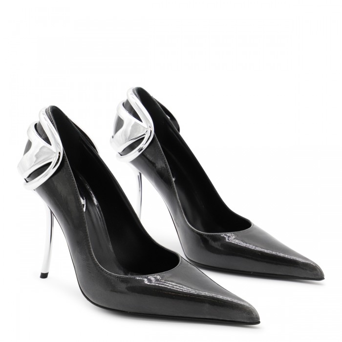 BLACK AND SILVER LEATHER PUMPS 2
