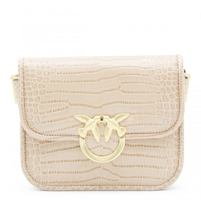BEIGE LEATHER CROSSBODY BAG