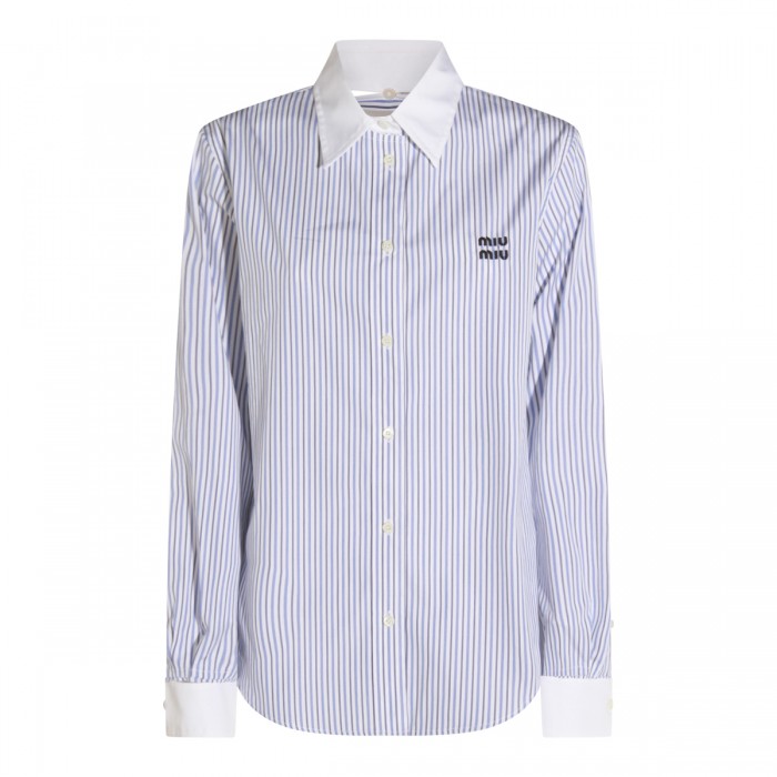 BEIGE AND LIGHT BLUE SHIRT