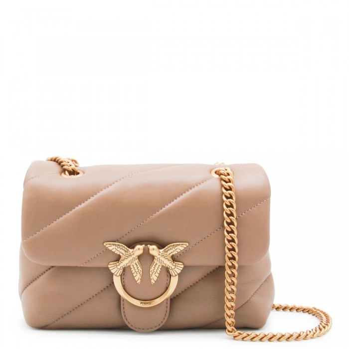 BEIGE LEATHER SHOULDER BAG