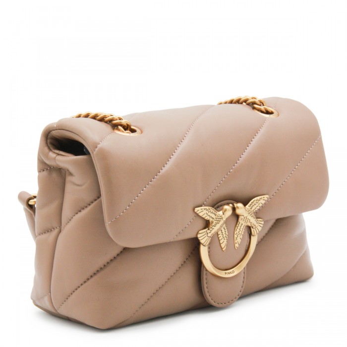 BEIGE LEATHER SHOULDER BAG 2