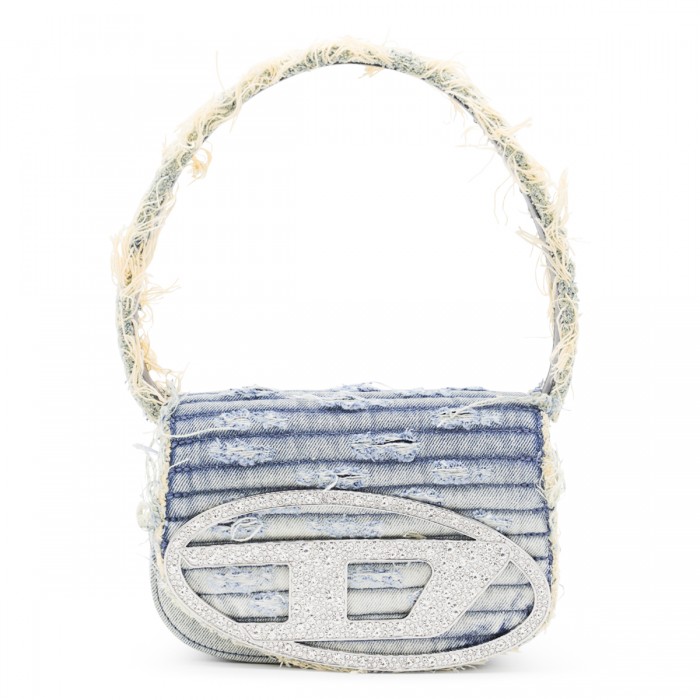 DENIM LEATHER D SHOULDER BAG