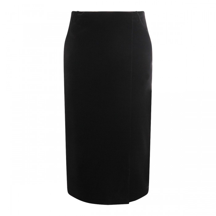 BLACK COTTON MIDI SKIRT
