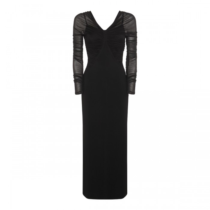 BLACK VISCOSE MAXI DRESS